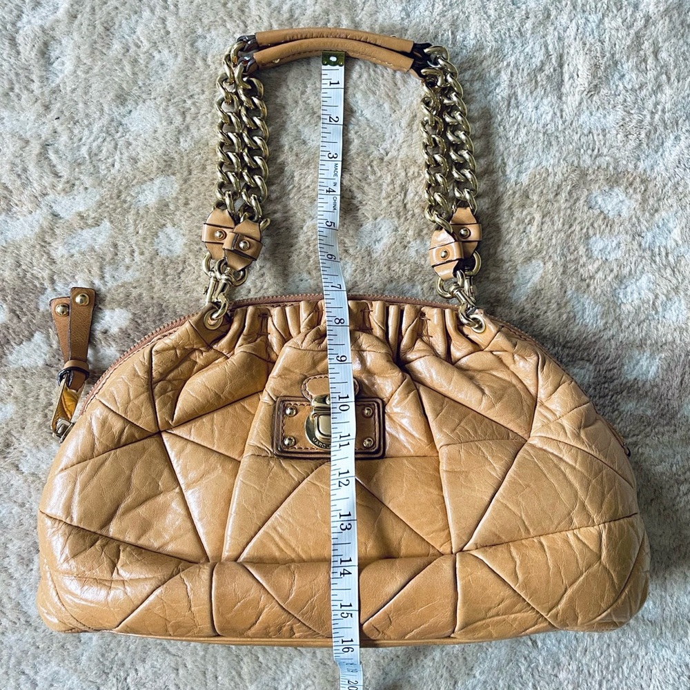 Marc Jacobs Lou Bowler Patchwork Quilted Leather Chain Strap Bag  Tan - Picture 10 of 16